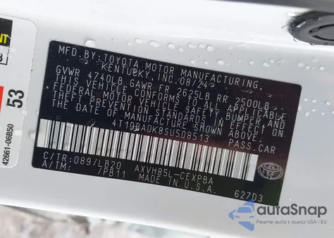 2025 Toyota Camry Xse из США, поврежденный, VIN 4T1DBADK8SU508513